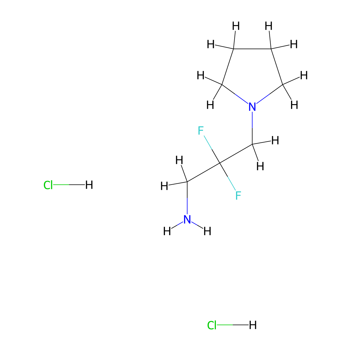 2,2-Difluoro-3-(pyrrolidin-1-yl)propan-1-amine dihydrochloride molecular structure, CAS 2680533-16-6