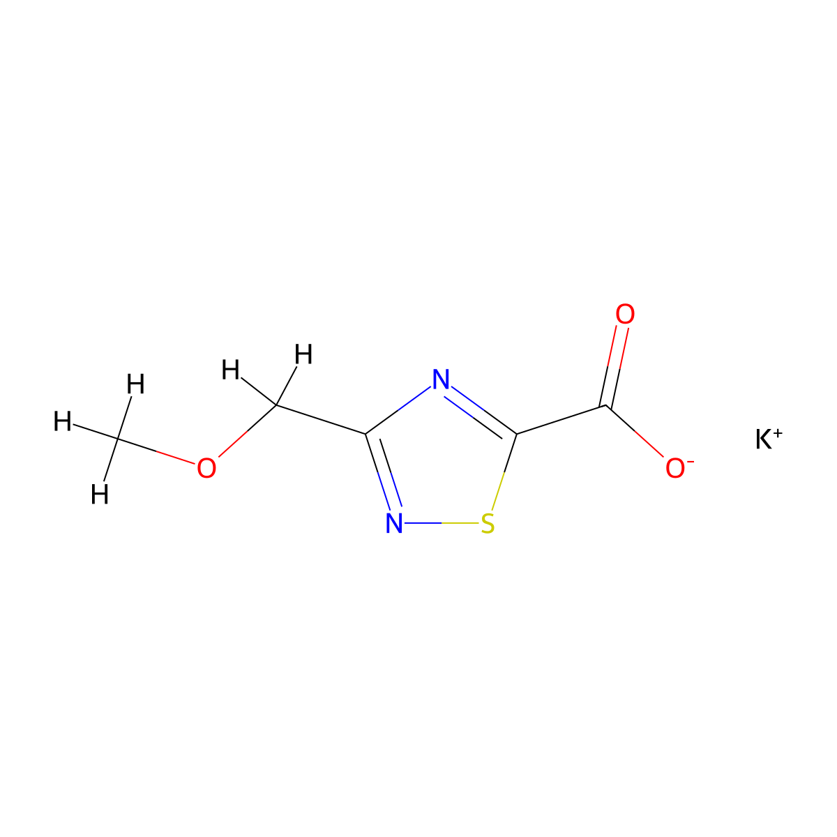 Potassium 3-(methoxymethyl)-1,2,4-thiadiazole-5-carboxylate molecular structure, CAS 2680533-17-7