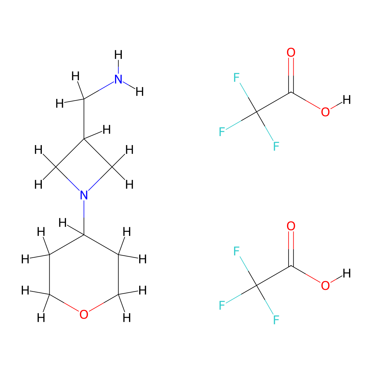 1-(1-(Oxan-4-yl)azetidin-3-yl)methanamine; bis(trifluoroacetic acid) molecular structure, CAS 2680533-19-9