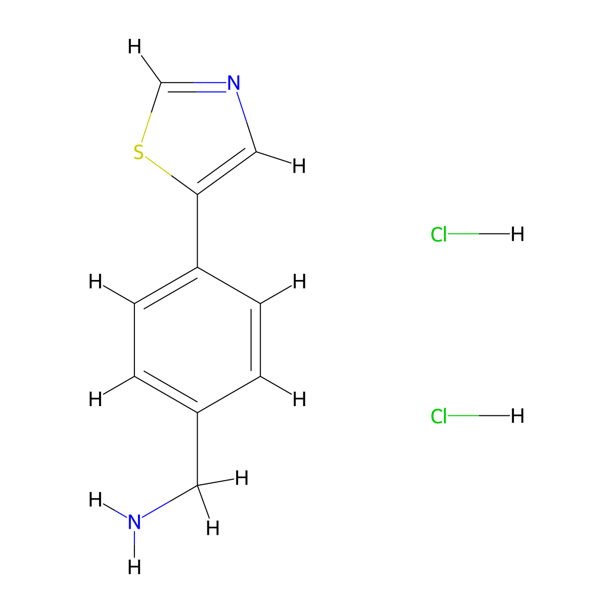 1-[4-(1,3-Thiazol-5-yl)phenyl]methanamine dihydrochloride molecular structure, CAS 2680533-26-8
