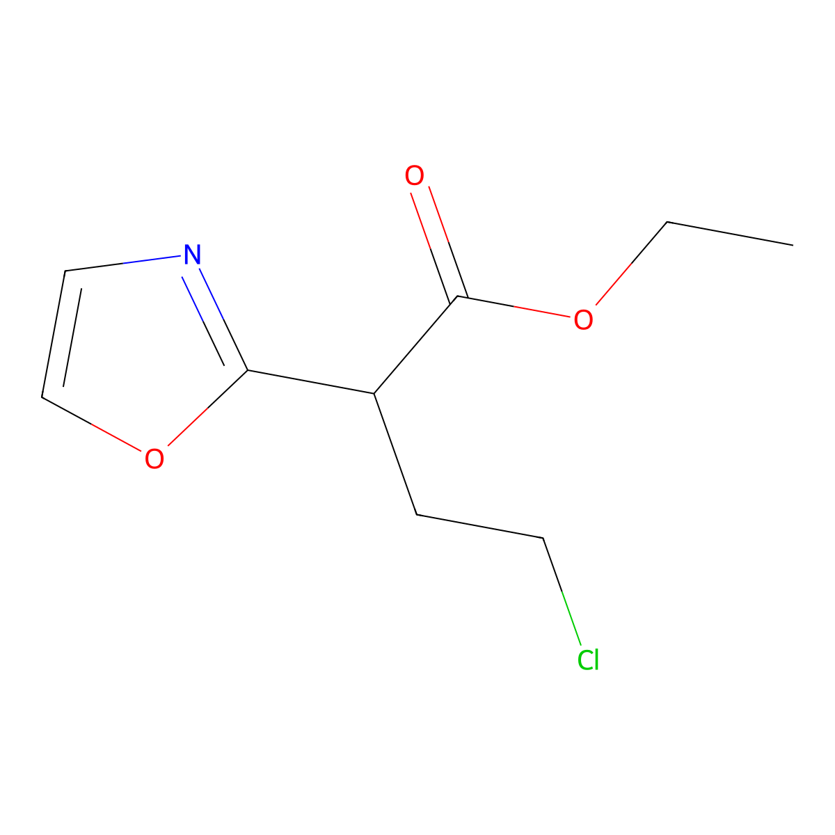 Ethyl 4-chloro-2-(1,3-oxazol-2-yl)butanoate molecular structure, CAS 2680533-37-1