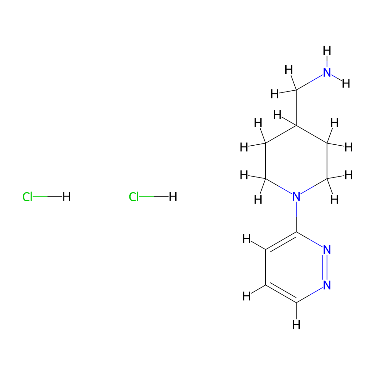 1-[1-(Pyridazin-3-yl)piperidin-4-yl]methanamine dihydrochloride molecular structure, CAS 2680533-38-2