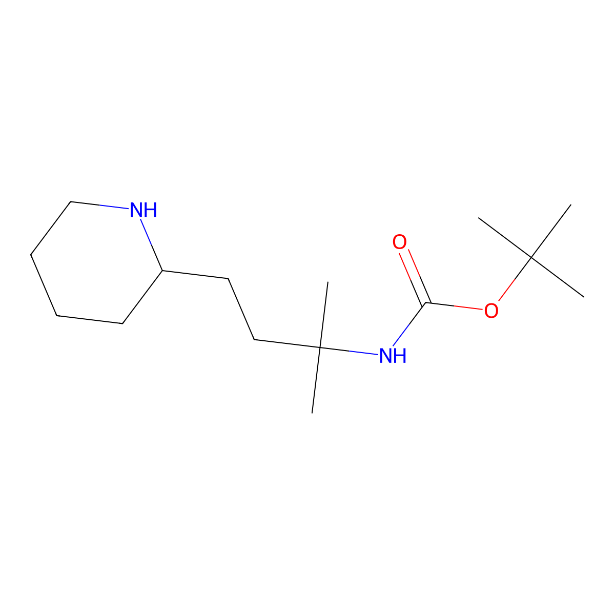 tert-butyl N-(2-methyl-4-(piperidin-2-yl)butan-2-yl)carbamate molecular structure, CAS 2680533-46-2