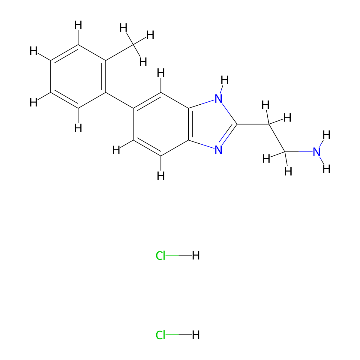2-(5-(2-methylphenyl)-1H-1,3-benzodiazol-2-yl)ethan-1-amine dihydrochloride molecular structure, CAS 2680533-48-4