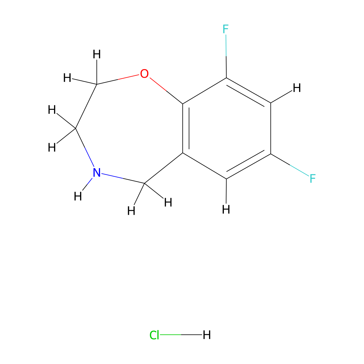 7,9-Difluoro-2,3,4,5-tetrahydro-1,4-benzoxazepine hydrochloride molecular structure, CAS 2680533-55-3