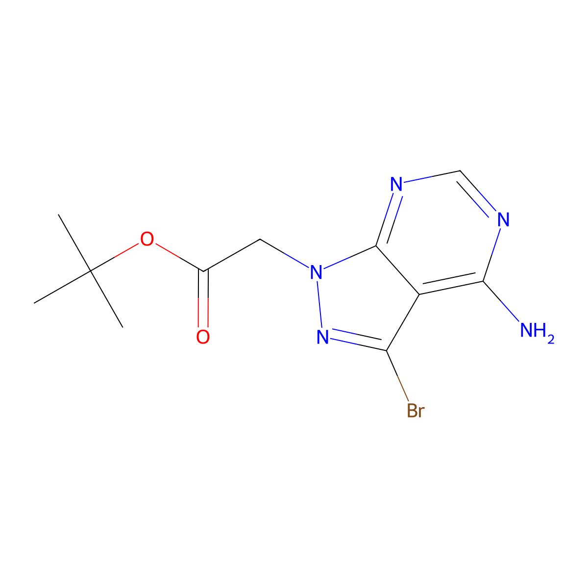 tert-butyl 2-{4-amino-3-bromo-1H-pyrazolo[3,4-d]pyrimidin-1-yl}acetate molecular structure, CAS 2680533-60-0