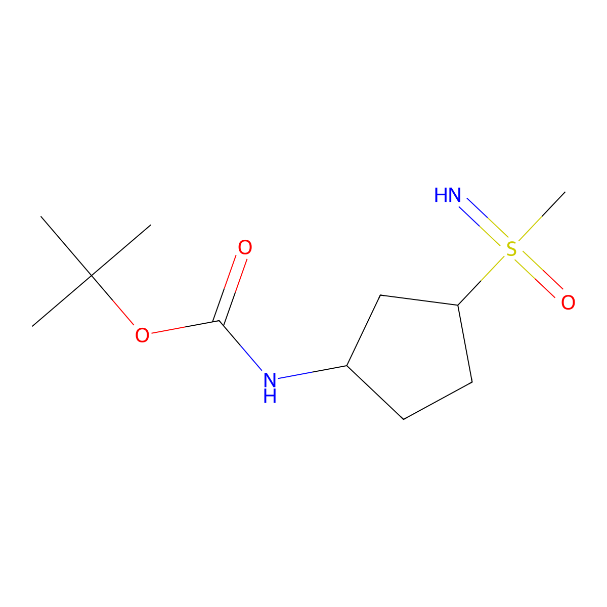 tert-butyl N-{3-[imino(methyl)oxo-lambda6-sulfanyl]cyclopentyl}carbamate molecular structure, CAS 2680533-64-4