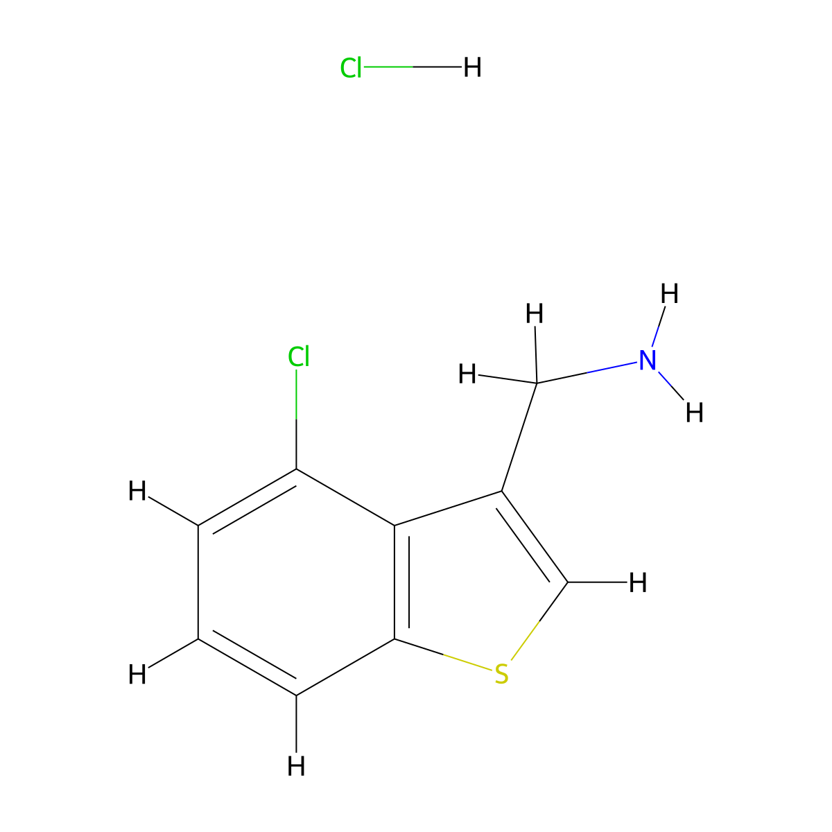 1-(4-Chloro-1-benzothiophen-3-yl)methanamine hydrochloride molecular structure, CAS 2680533-71-3