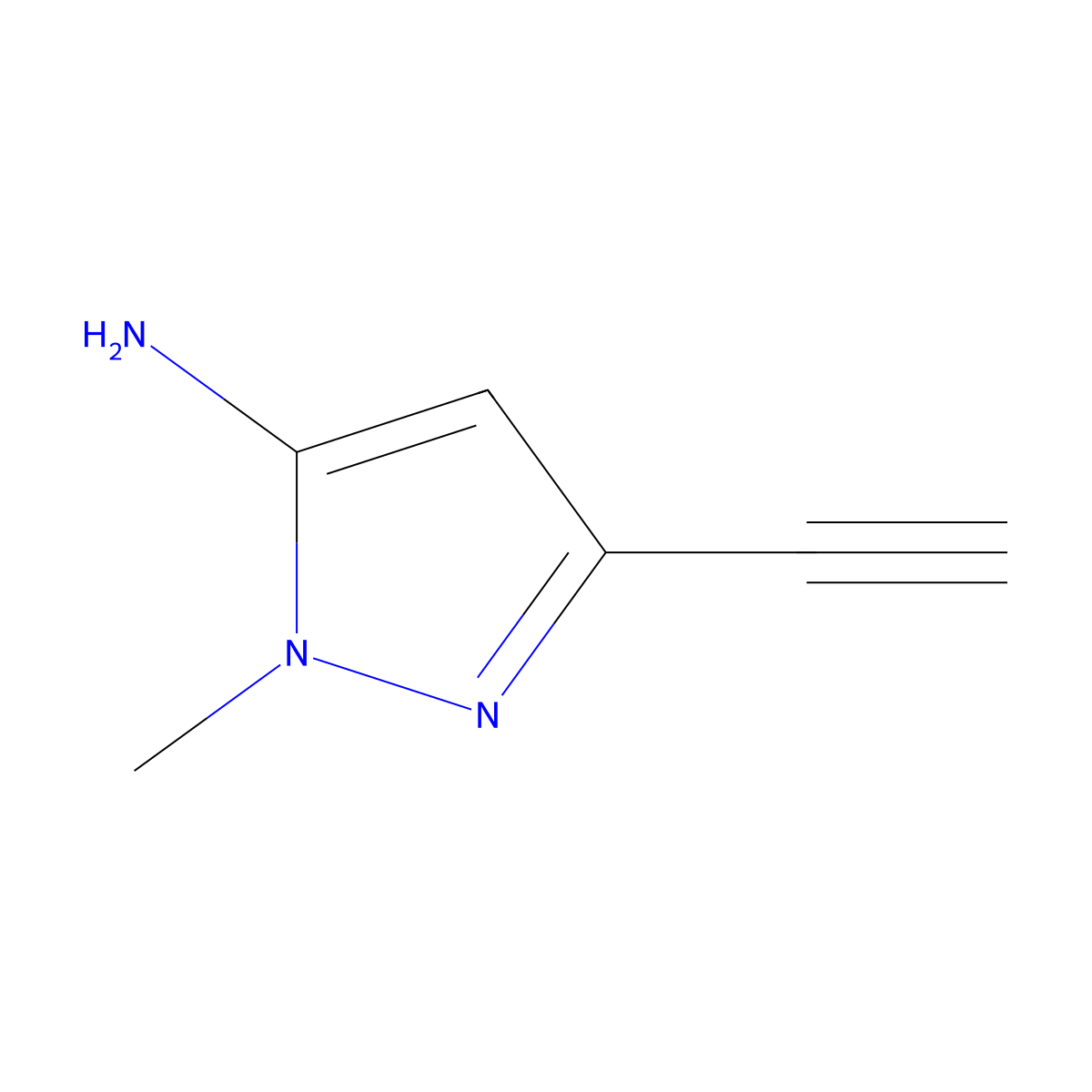3-ethynyl-1-methyl-1H-pyrazol-5-amine molecular structure, CAS 2680533-85-9