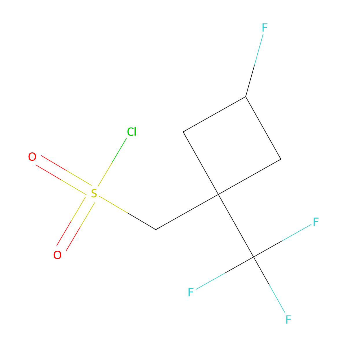 [3-Fluoro-1-(trifluoromethyl)cyclobutyl]methanesulfonyl chloride molecular structure, CAS 2680533-86-0