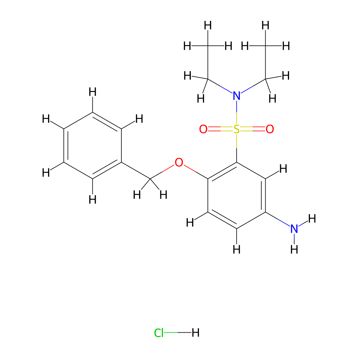 5-amino-2-(benzyloxy)-N,N-diethylbenzene-1-sulfonamide hydrochloride molecular structure, CAS 2680533-93-9