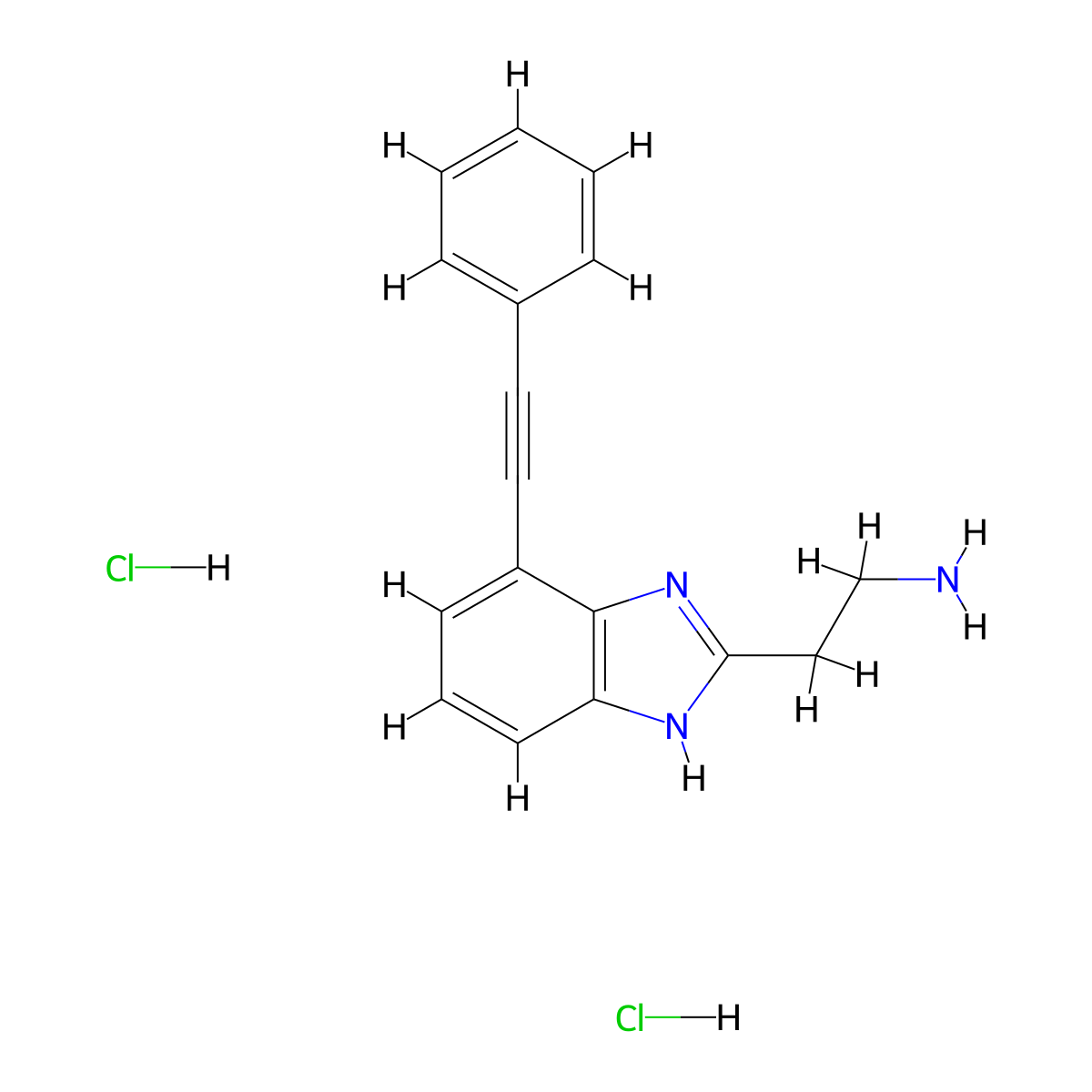 2-(7-(2-phenylethynyl)-1H-1,3-benzodiazol-2-yl)ethan-1-amine dihydrochloride molecular structure, CAS 2680533-96-2