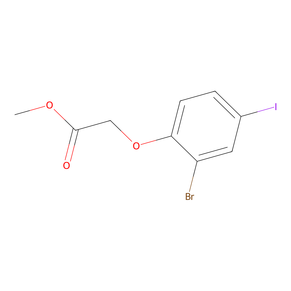 Methyl 2-(2-bromo-4-iodophenoxy)acetate molecular structure, CAS 2680533-97-3
