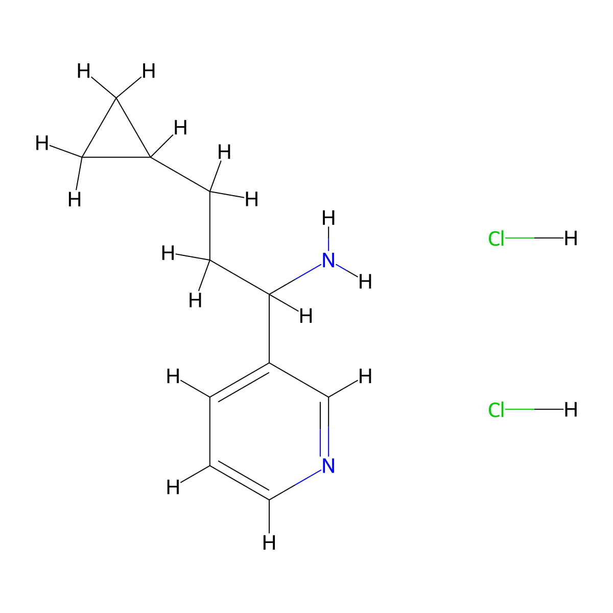 3-Cyclopropyl-1-(pyridin-3-yl)propan-1-amine dihydrochloride molecular structure, CAS 2680533-98-4