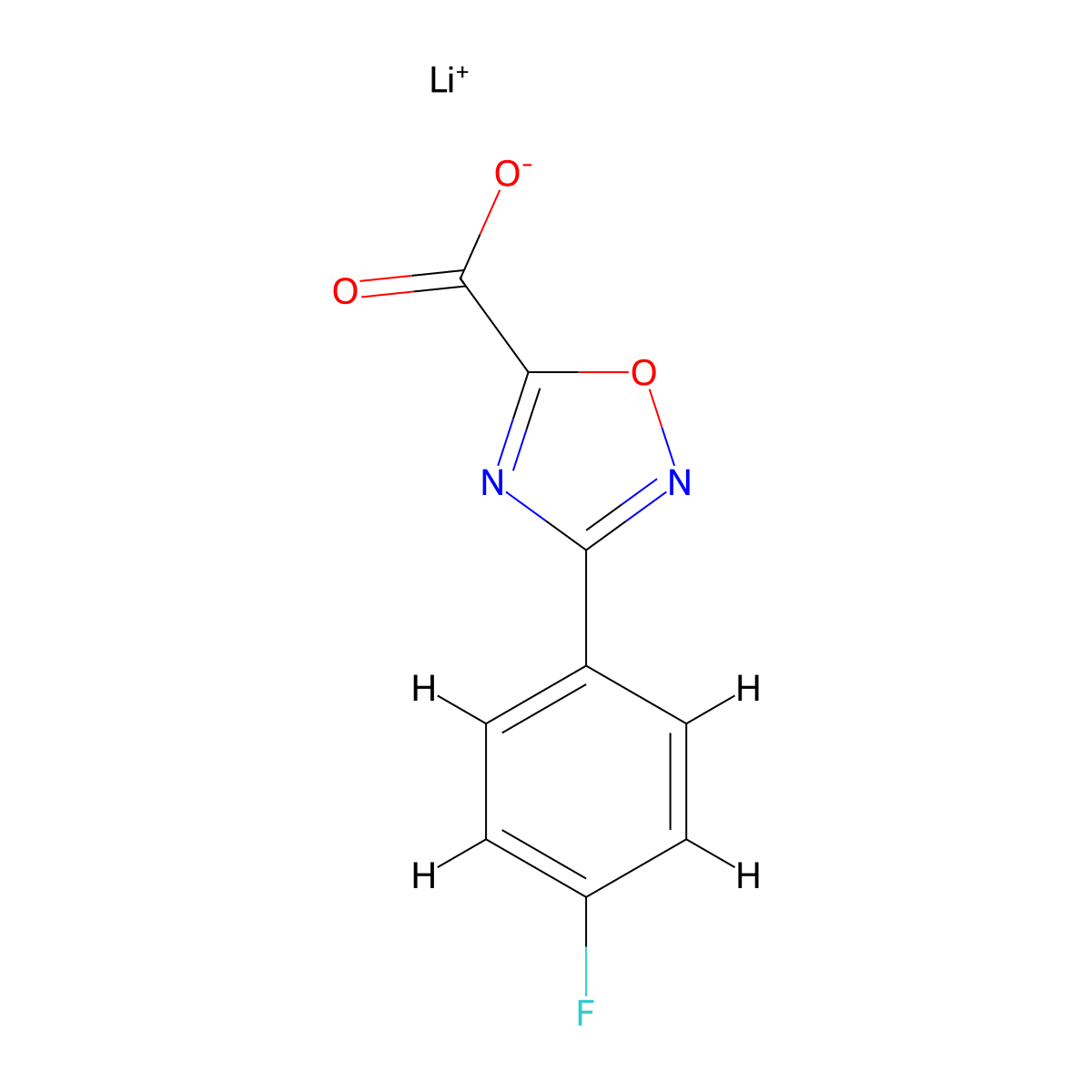 Lithium(1+) 3-(4-fluorophenyl)-1,2,4-oxadiazole-5-carboxylate molecular structure, CAS 2680533-99-5