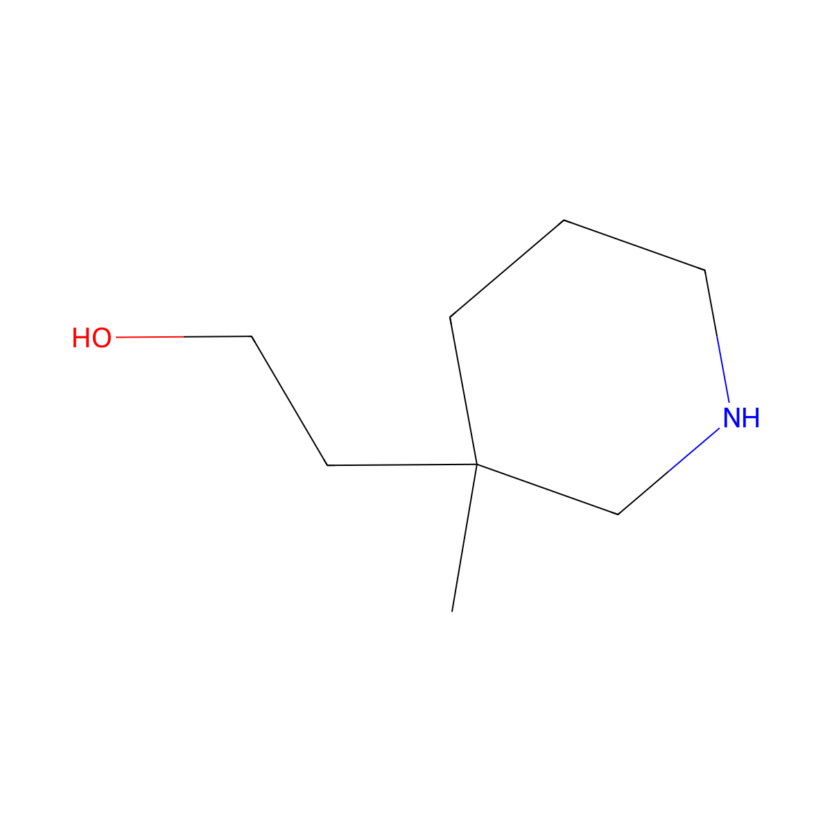 2-(3-Methylpiperidin-3-yl)ethan-1-ol molecular structure, CAS 2680534-00-1