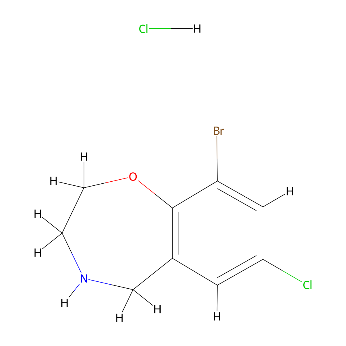 9-Bromo-7-chloro-2,3,4,5-tetrahydro-1,4-benzoxazepine hydrochloride molecular structure, CAS 2680534-01-2