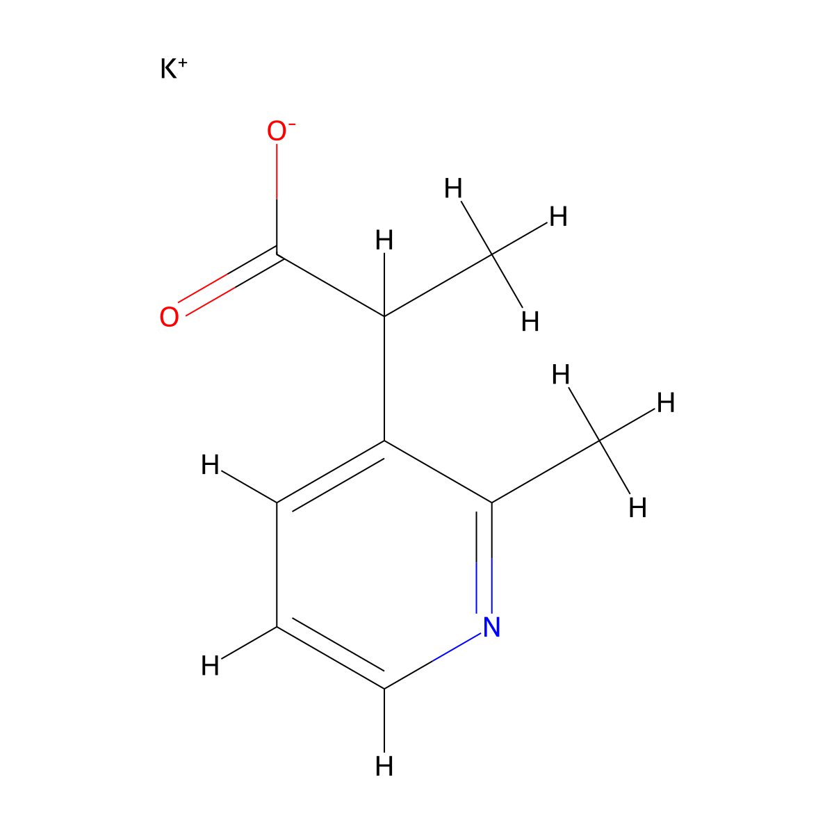Potassium 2-(2-methylpyridin-3-yl)propanoate molecular structure, CAS 2680534-02-3