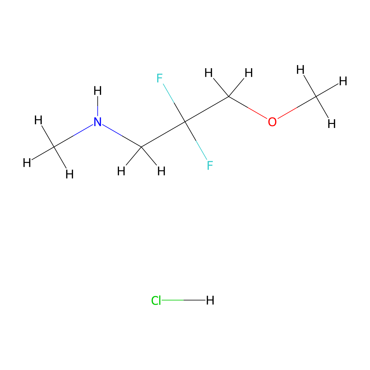 (2,2-Difluoro-3-methoxypropyl)(methyl)amine hydrochloride molecular structure, CAS 2680534-09-0
