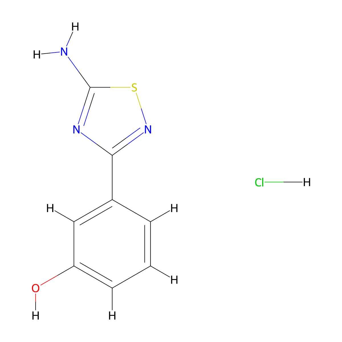 3-(5-Amino-1,2,4-thiadiazol-3-yl)phenol hydrochloride molecular structure, CAS 2680534-18-1