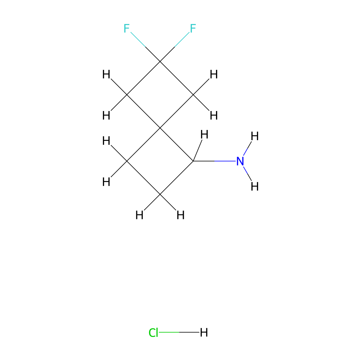 6,6-Difluorospiro[3.3]heptan-1-amine hydrochloride molecular structure, CAS 2680534-26-1