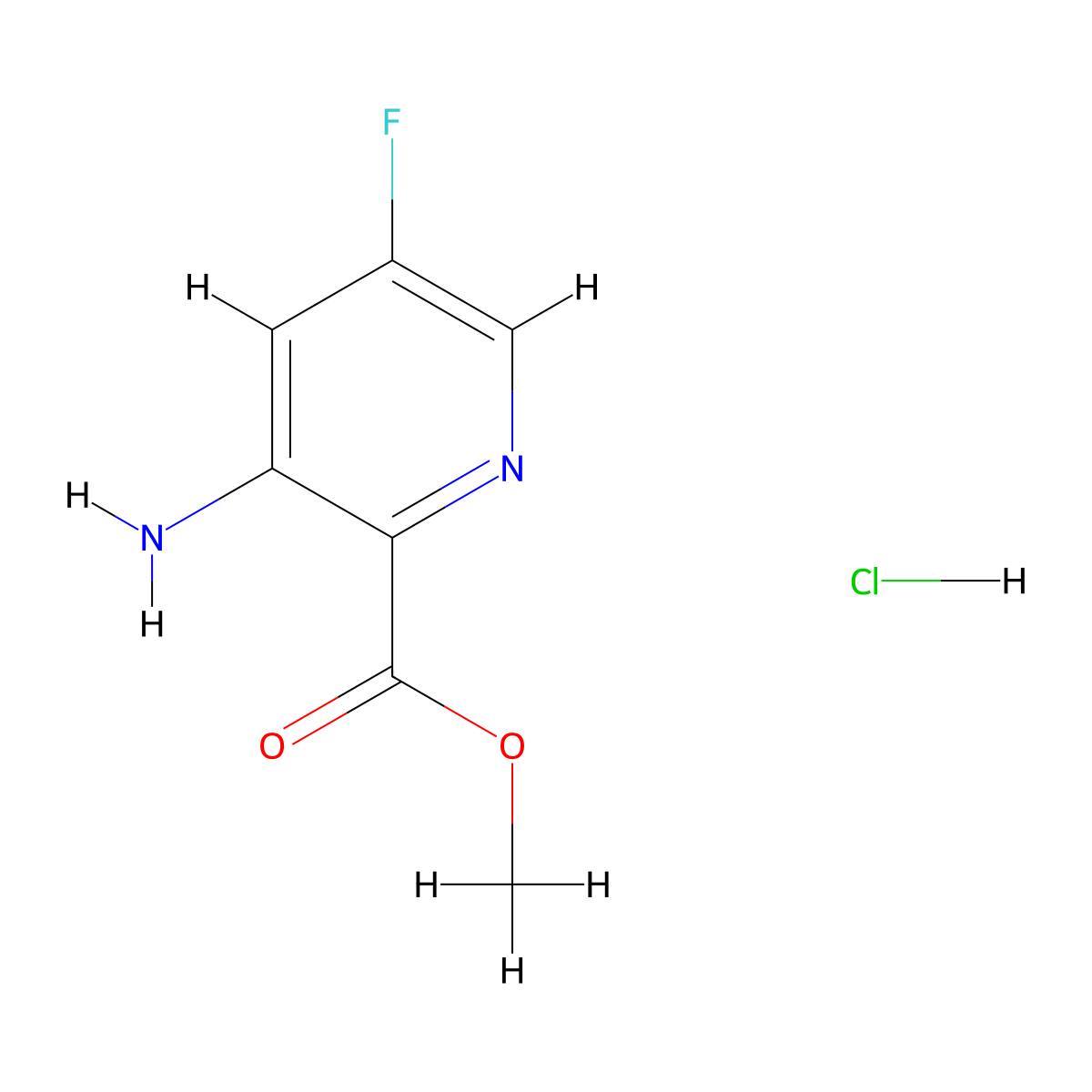 Methyl 3-amino-5-fluoropyridine-2-carboxylate hydrochloride molecular structure, CAS 2680534-32-9