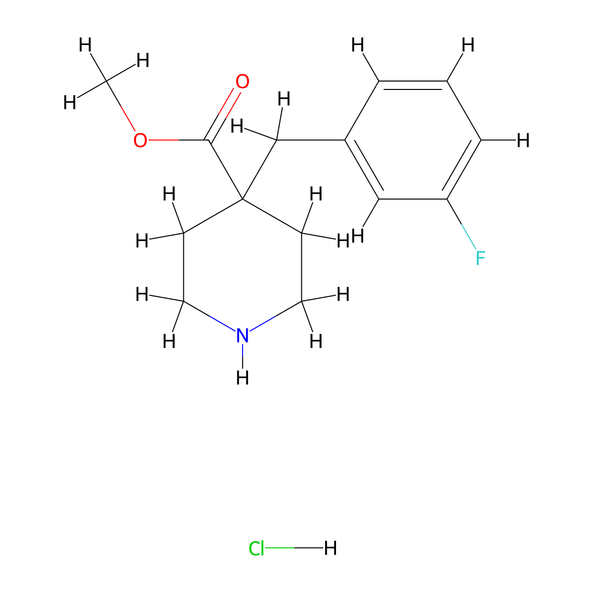 Methyl 4-[(3-fluorophenyl)methyl]piperidine-4-carboxylate hydrochloride molecular structure, CAS 2680534-33-0