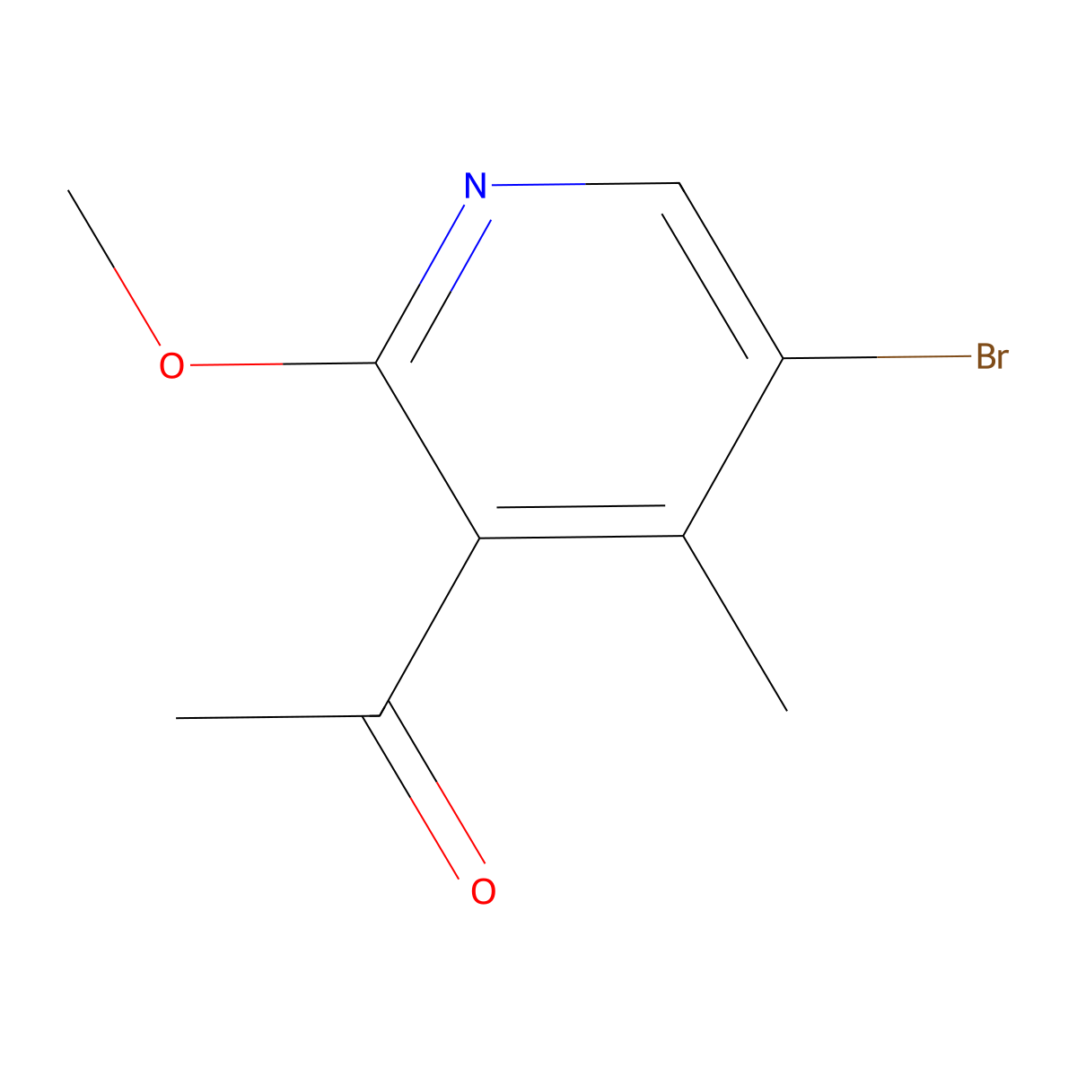 1-(5-Bromo-2-methoxy-4-methylpyridin-3-yl)ethan-1-one molecular structure, CAS 2680534-38-5