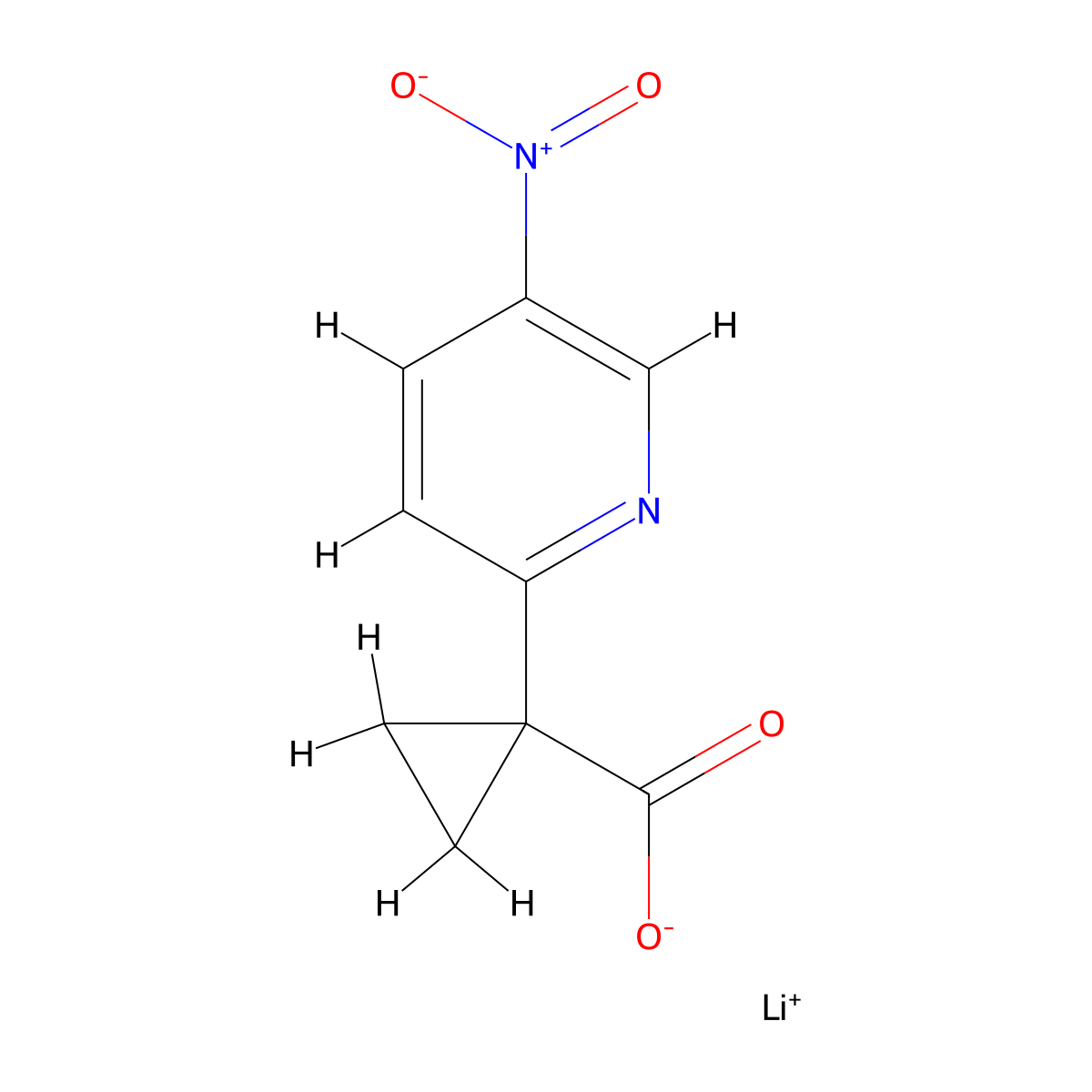 Lithium(1+) 1-(5-nitropyridin-2-yl)cyclopropane-1-carboxylate molecular structure, CAS 2680534-43-2