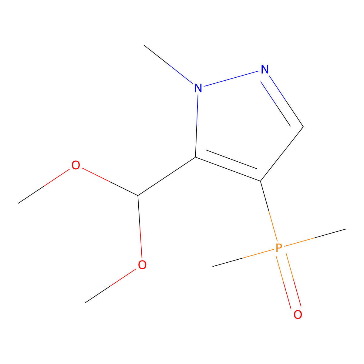 5-(dimethoxymethyl)-4-(dimethylphosphoryl)-1-methyl-1H-pyrazole molecular structure, CAS 2680534-48-7