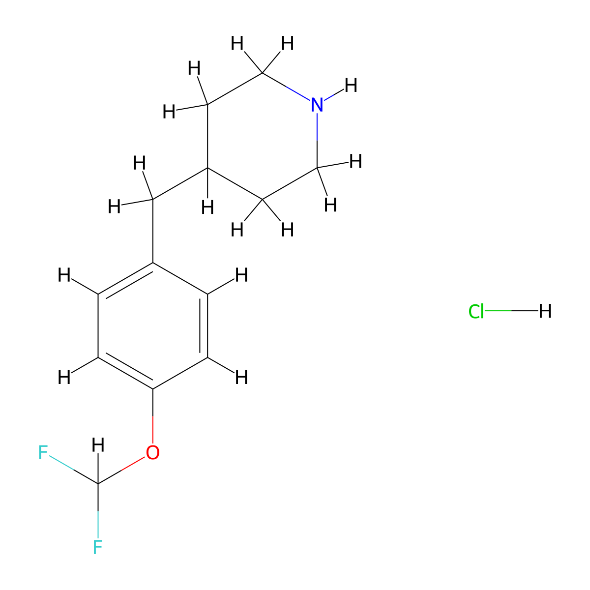 4-{[4-(Difluoromethoxy)phenyl]methyl}piperidine hydrochloride molecular structure, CAS 2680534-52-3