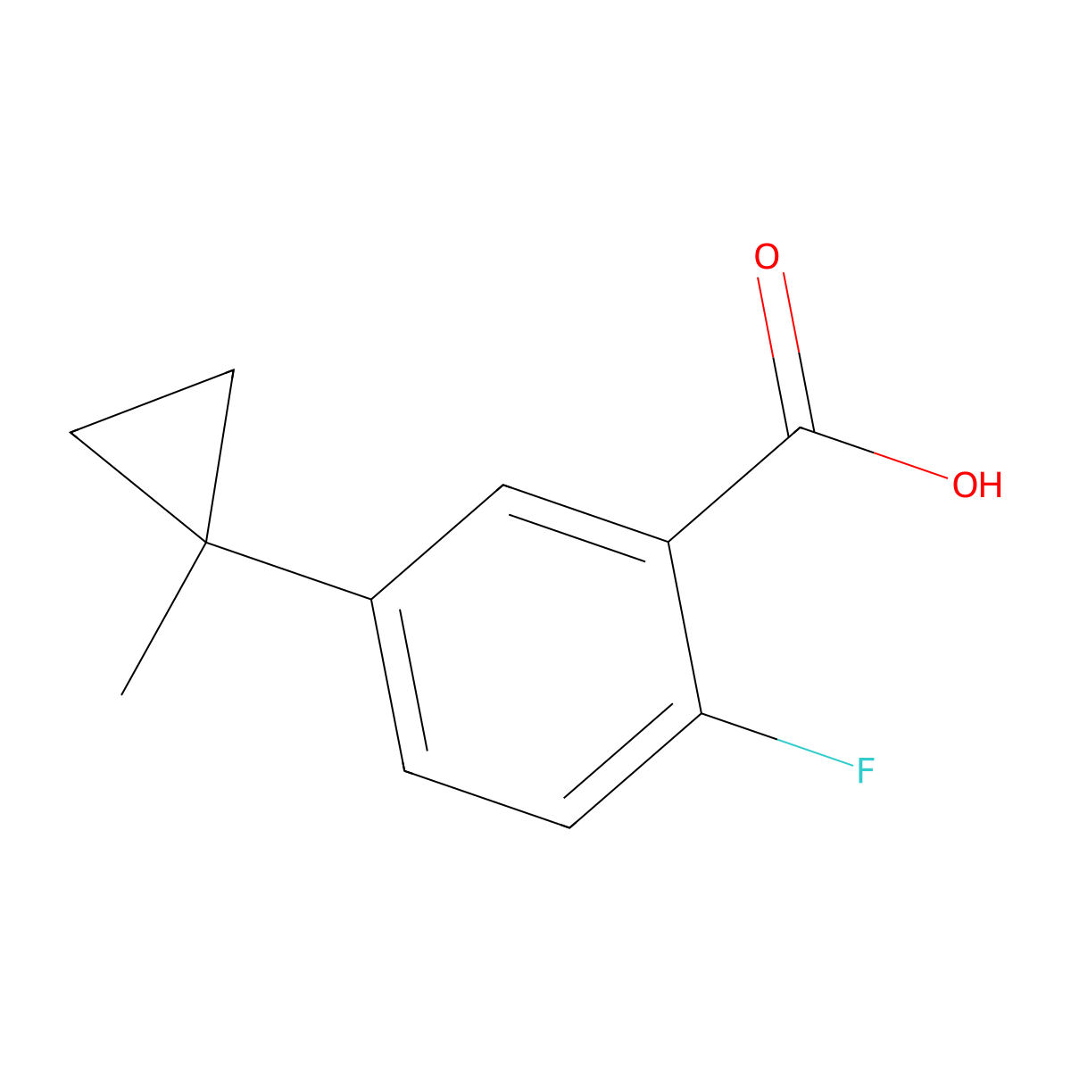 2-Fluoro-5-(1-methylcyclopropyl)benzoic acid molecular structure, CAS 2680534-61-4