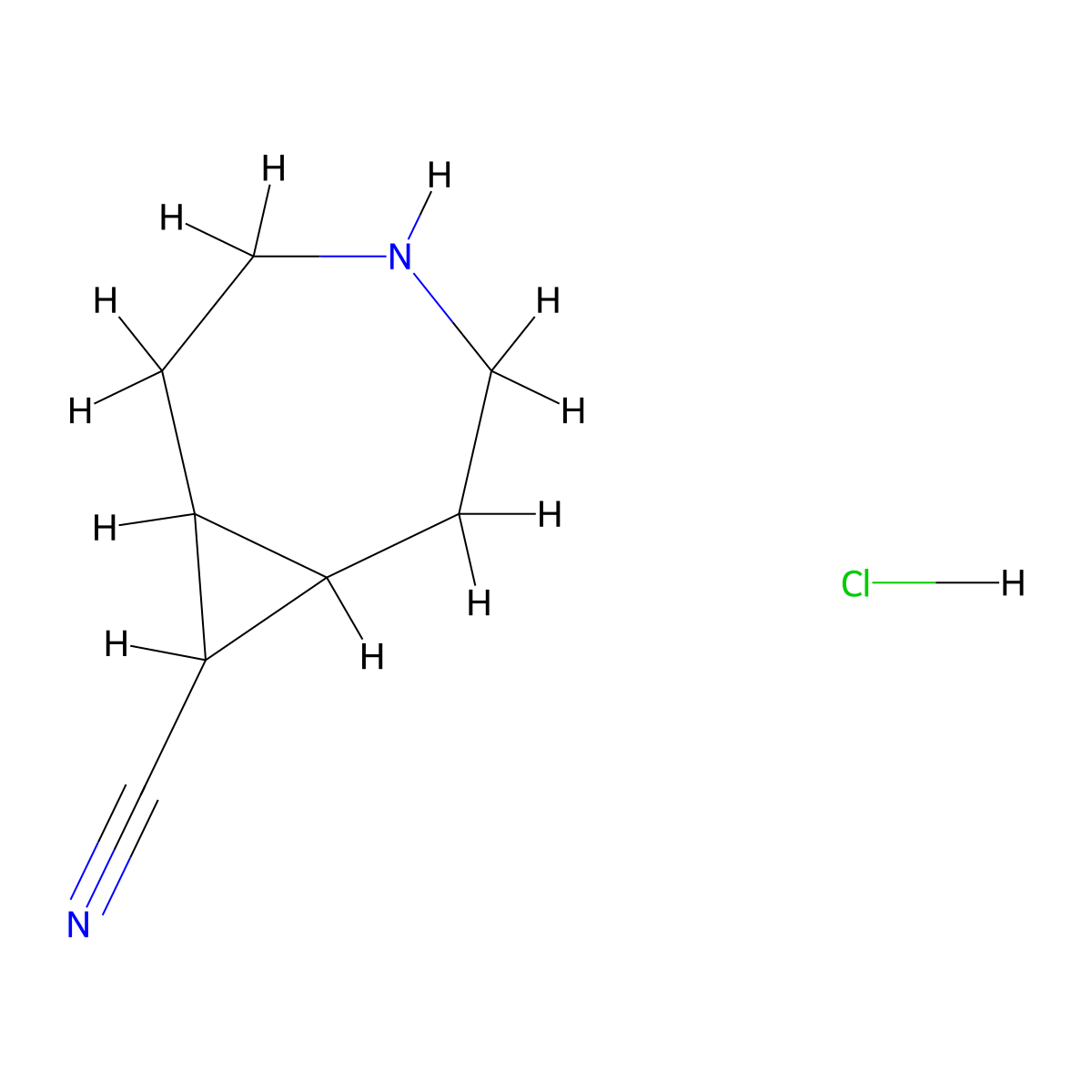 4-azabicyclo[5.1.0]octane-8-carbonitrile hydrochloride, Mixture of diastereomers molecular structure, CAS 2680534-62-5