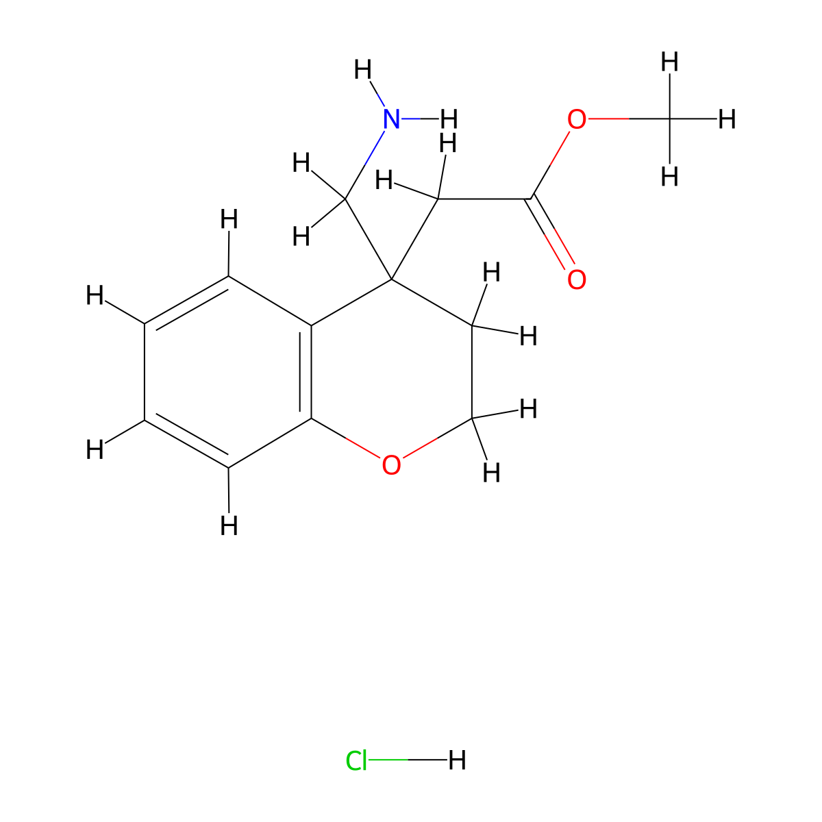 methyl 2-(4-(aminomethyl)-3,4-dihydro-2H-1-benzopyran-4-yl)acetate hydrochloride molecular structure, CAS 2680534-65-8