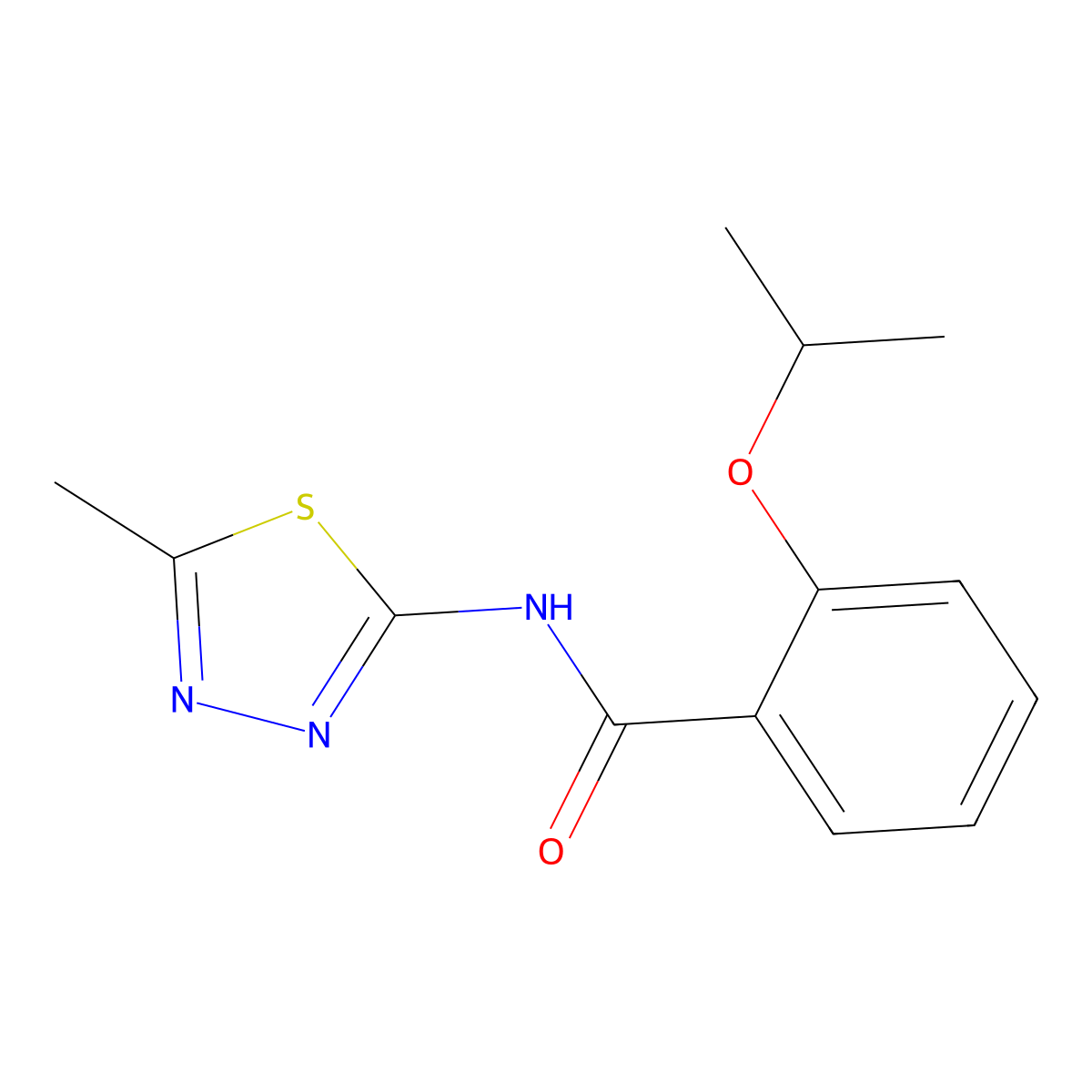 N-(5-methyl-1,3,4-thiadiazol-2-yl)-2-(propan-2-yloxy)benzamide molecular structure, CAS 2680534-66-9