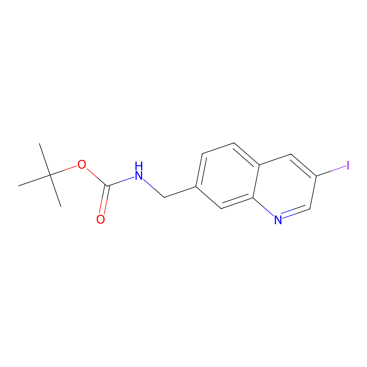 tert-butyl N-[(3-iodoquinolin-7-yl)methyl]carbamate molecular structure, CAS 2680534-70-5