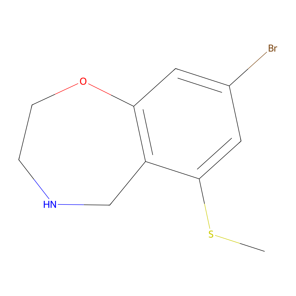 8-Bromo-6-(methylsulfanyl)-2,3,4,5-tetrahydro-1,4-benzoxazepine molecular structure, CAS 2680534-79-4
