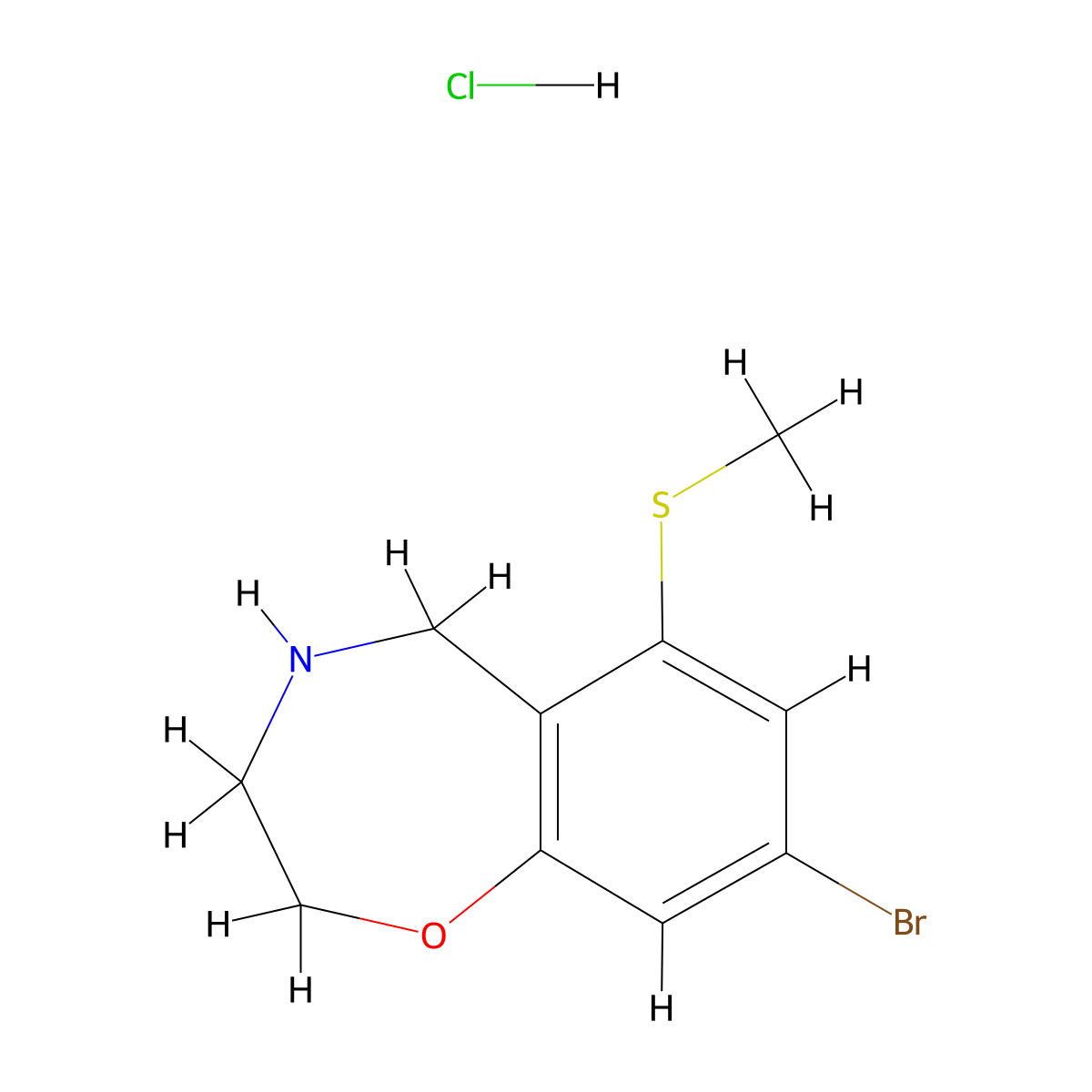 8-Bromo-6-(methylsulfanyl)-2,3,4,5-tetrahydro-1,4-benzoxazepine hydrochloride molecular structure, CAS 2680534-80-7