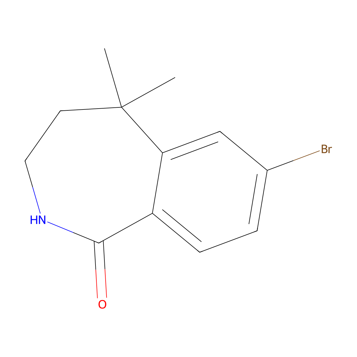 7-bromo-5,5-dimethyl-2,3,4,5-tetrahydro-1H-2-benzazepin-1-one molecular structure, CAS 2680534-82-9