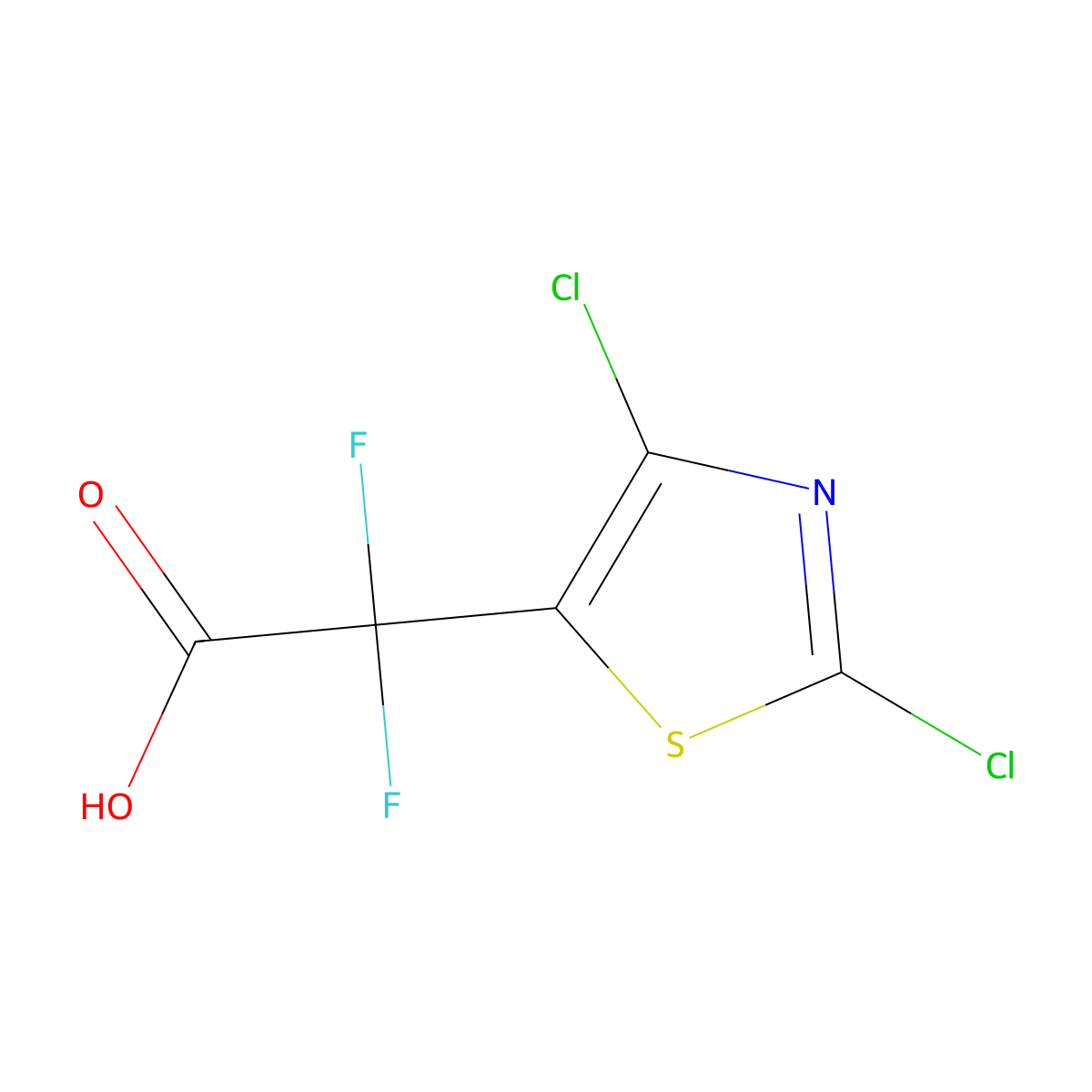 2-(2,4-Dichloro-1,3-thiazol-5-yl)-2,2-difluoroacetic acid molecular structure, CAS 2680535-80-0