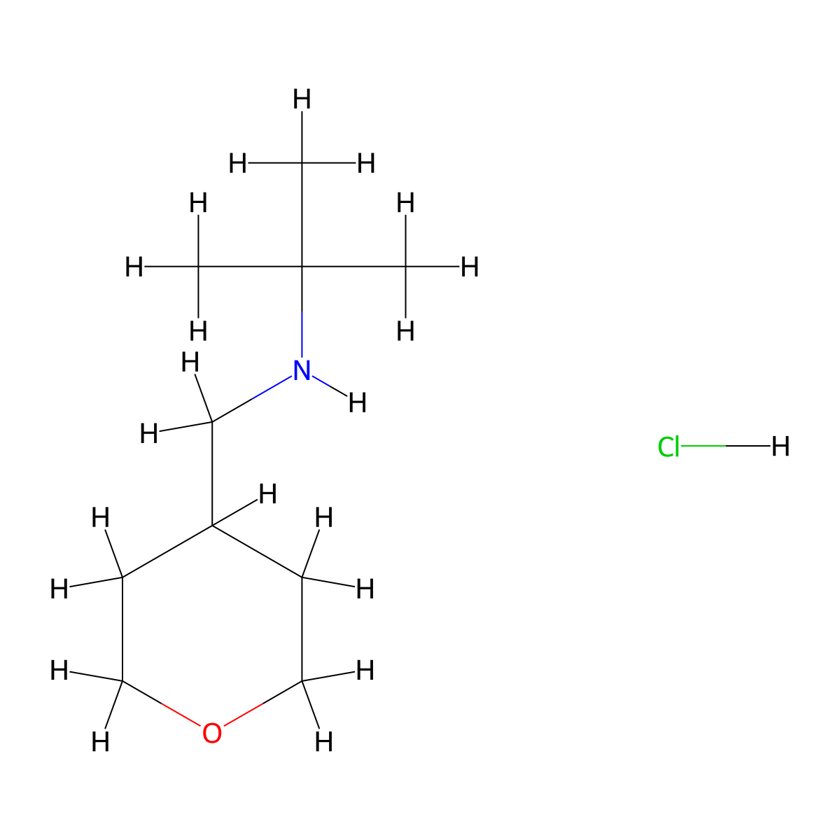 Tert-butyl[(oxan-4-yl)methyl]amine hydrochloride molecular structure, CAS 2680535-81-1