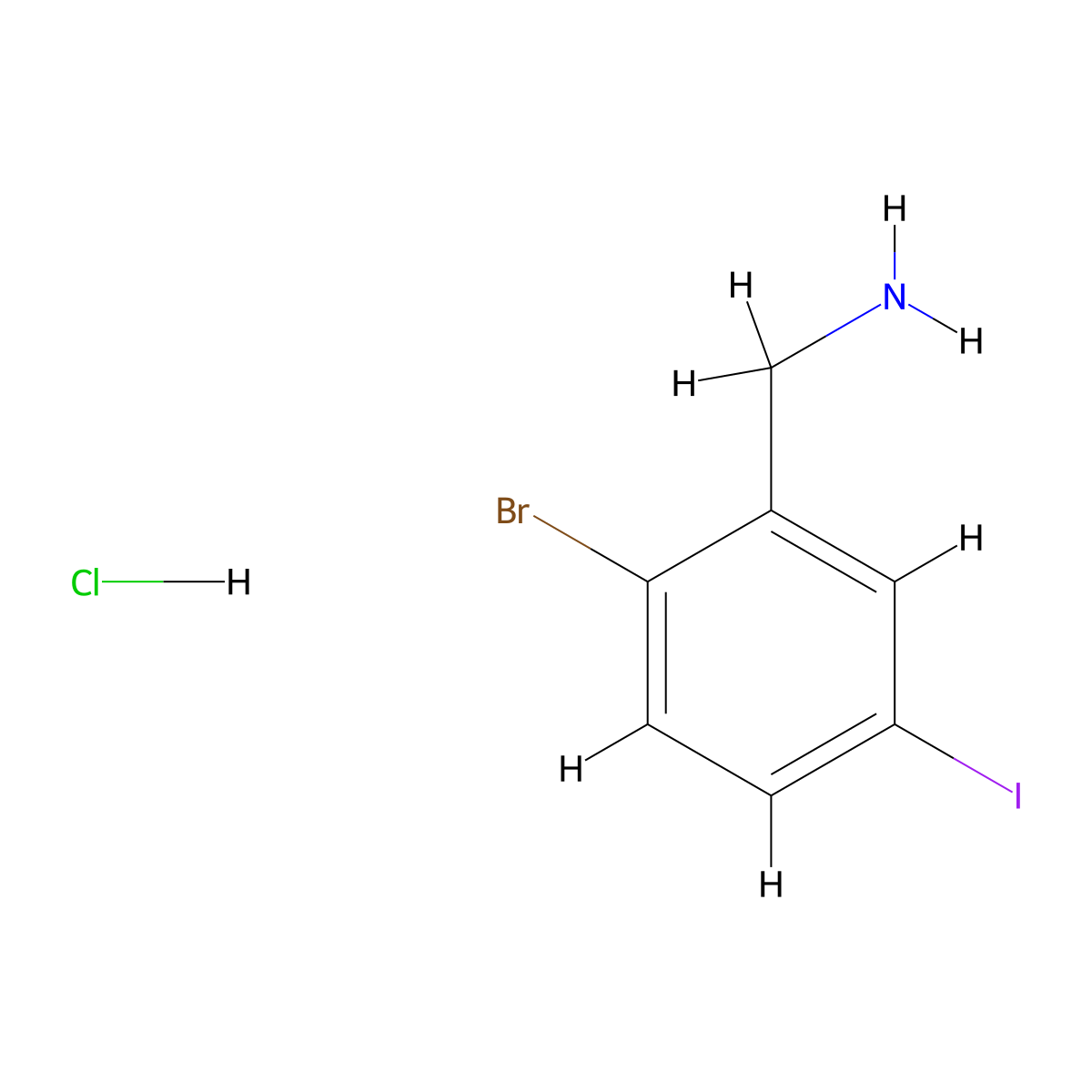 1-(2-Bromo-5-iodophenyl)methanamine hydrochloride molecular structure, CAS 2680535-84-4