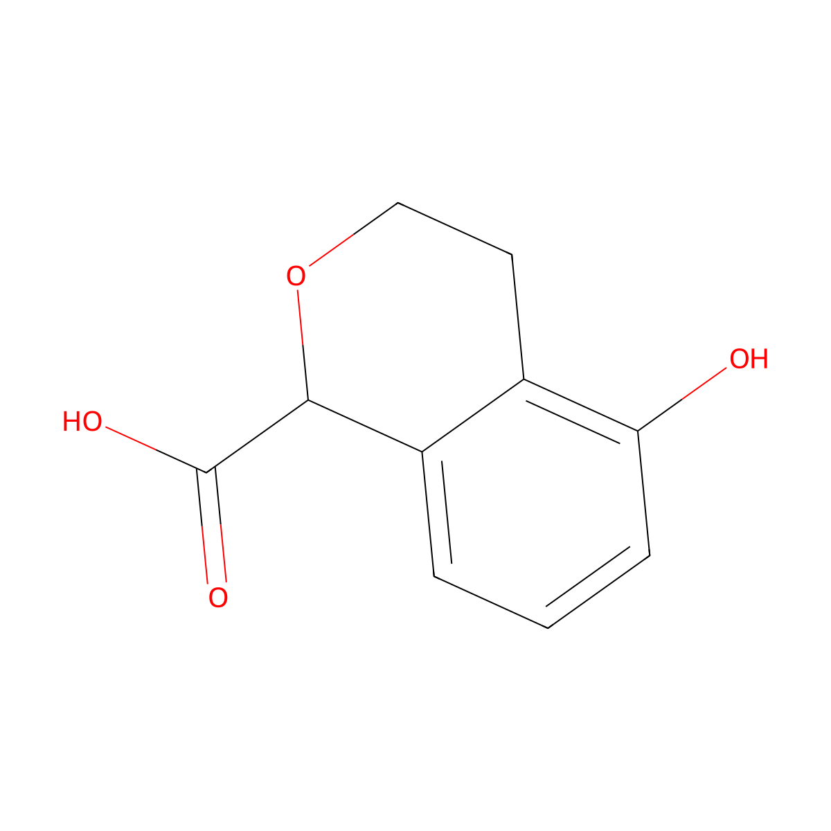 5-hydroxy-3,4-dihydro-1H-2-benzopyran-1-carboxylic acid molecular structure, CAS 2680535-95-7
