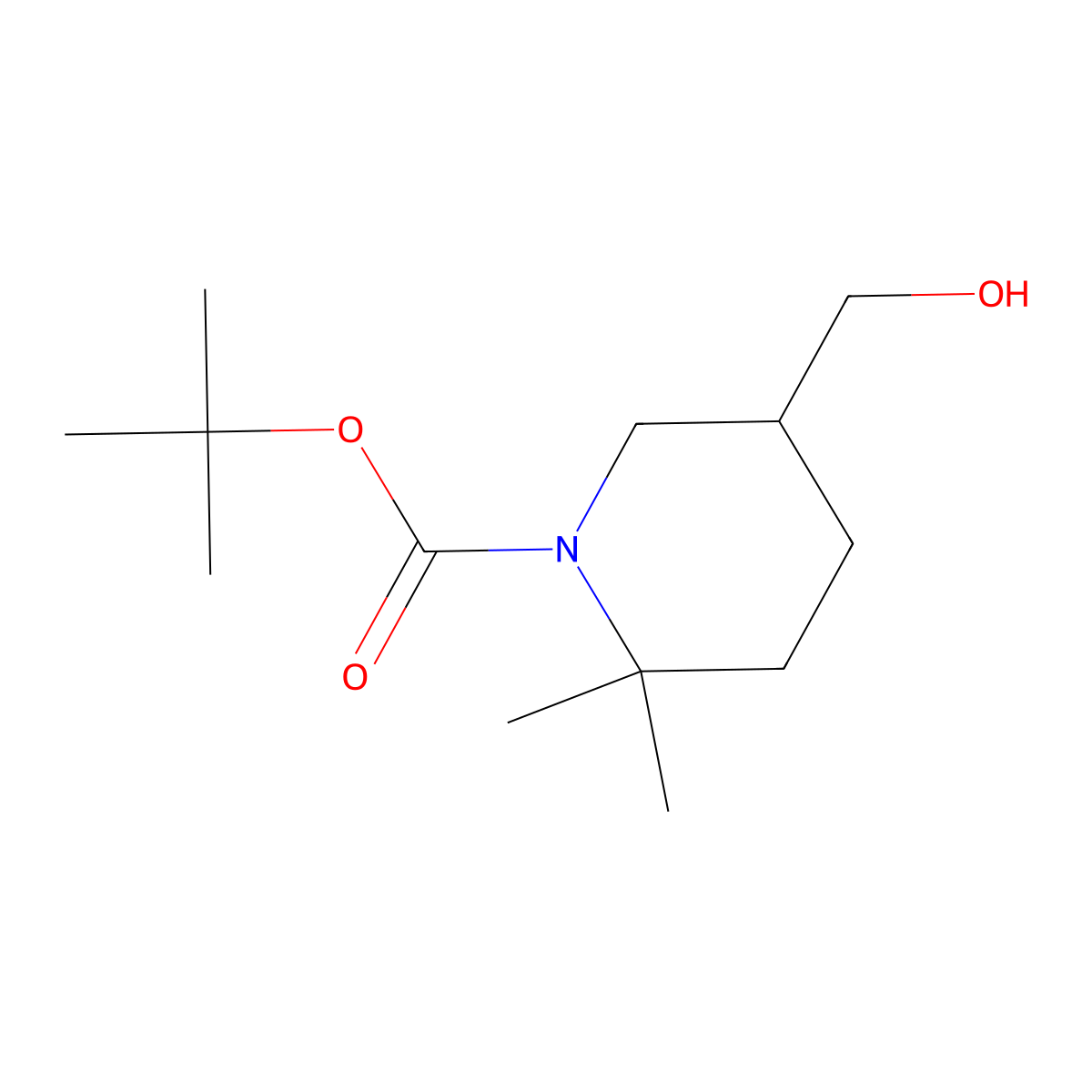 Tert-butyl 5-(hydroxymethyl)-2,2-dimethylpiperidine-1-carboxylate molecular structure, CAS 2680535-96-8