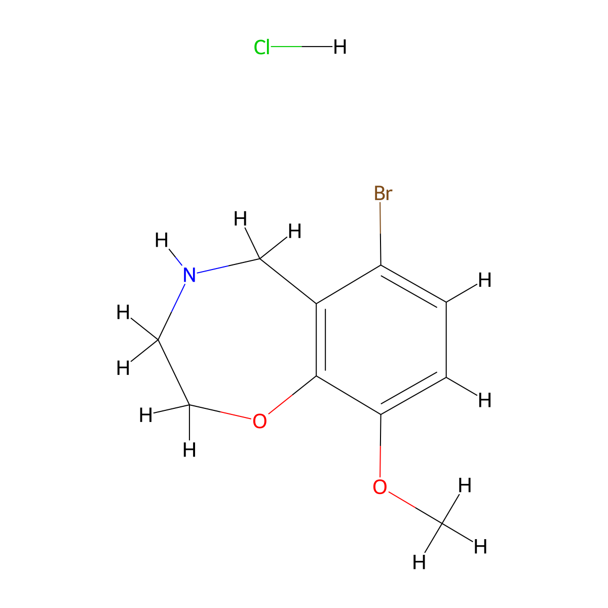 6-Bromo-9-methoxy-2,3,4,5-tetrahydro-1,4-benzoxazepine hydrochloride molecular structure, CAS 2680535-97-9