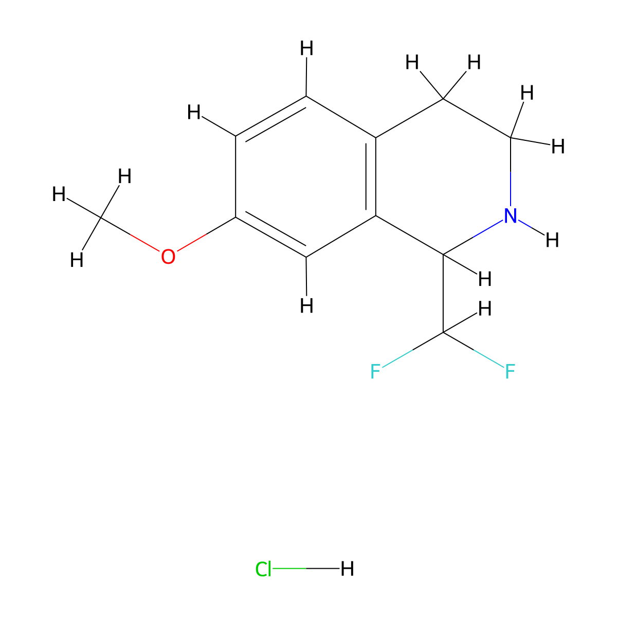 1-(Difluoromethyl)-7-methoxy-1,2,3,4-tetrahydroisoquinoline hydrochloride molecular structure, CAS 2680536-12-1