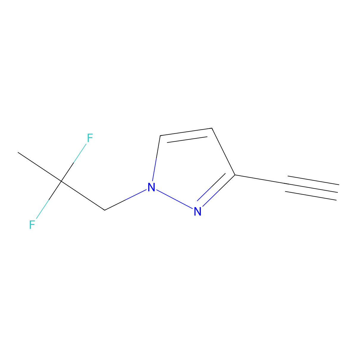 1-(2,2-difluoropropyl)-3-ethynyl-1H-pyrazole molecular structure, CAS 2680536-15-4