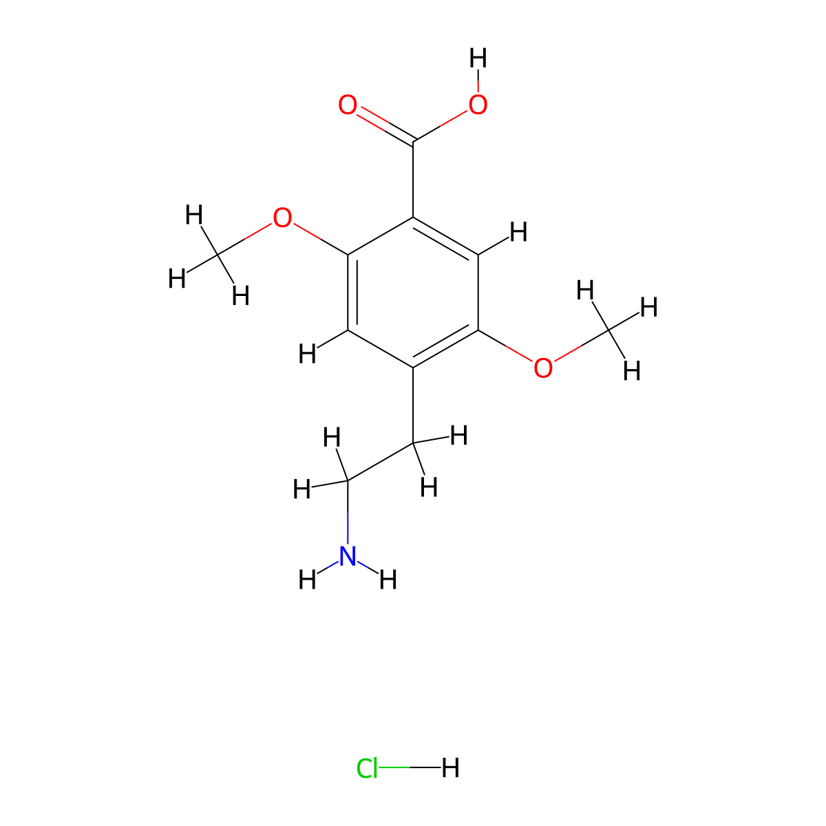 4-(2-Aminoethyl)-2,5-dimethoxybenzoic acid hydrochloride molecular structure, CAS 2680536-49-4