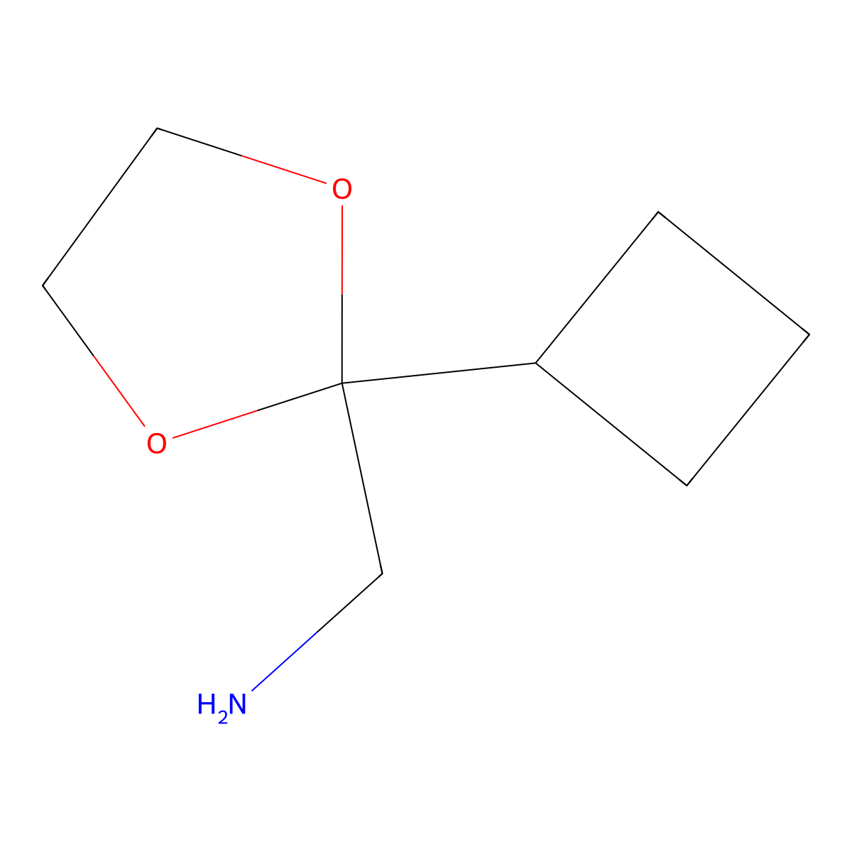 1-(2-Cyclobutyl-1,3-dioxolan-2-yl)methanamine molecular structure, CAS 2680536-53-0