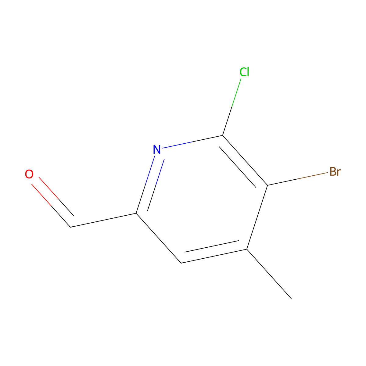5-Bromo-6-chloro-4-methylpyridine-2-carbaldehyde molecular structure, CAS 2680536-54-1